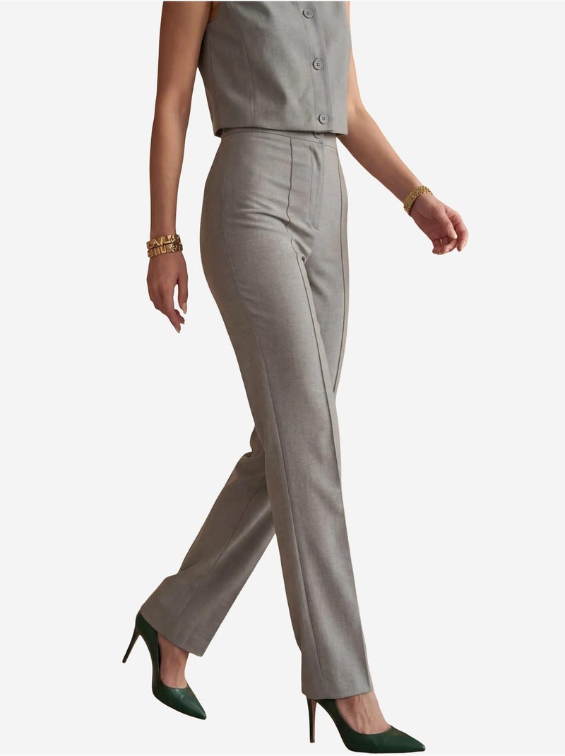 Ensemble deux pièces taille haute jambes larges avec détails de boutons my fashion Gris - Kiabi