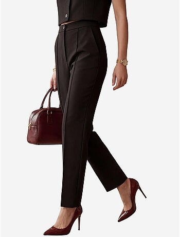 Ensemble deux pièces taille haute jambes larges avec détails de boutons my fashion