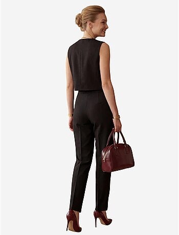 Ensemble deux pièces taille haute jambes larges avec détails de boutons my fashion
