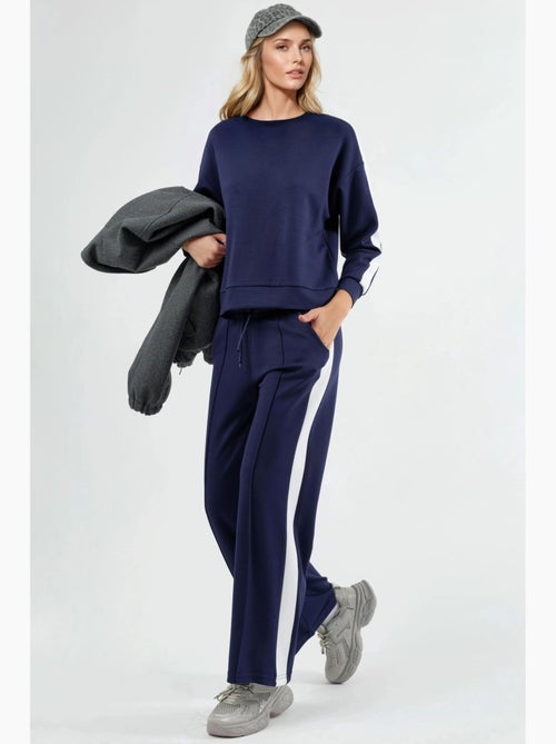 Ensemble deux pièces taille haute jambes larges col rond hiccup - Kiabi Ensemble deux pièces taille haute jambes larges col rond hiccup - Kiabi