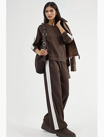 Ensemble deux pièces taille haute jambes larges col rond hiccup