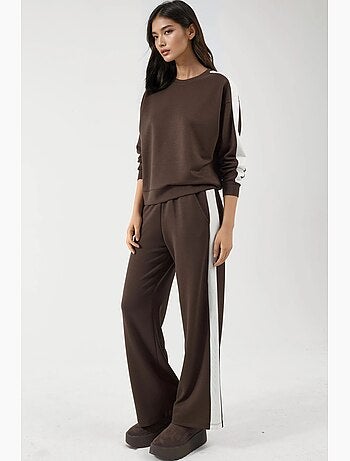 Ensemble deux pièces taille haute jambes larges col rond hiccup