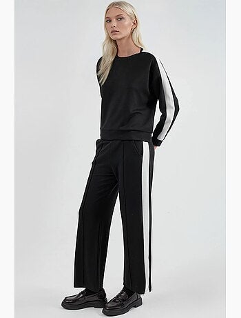 Ensemble deux pièces taille haute jambes larges col rond hiccup