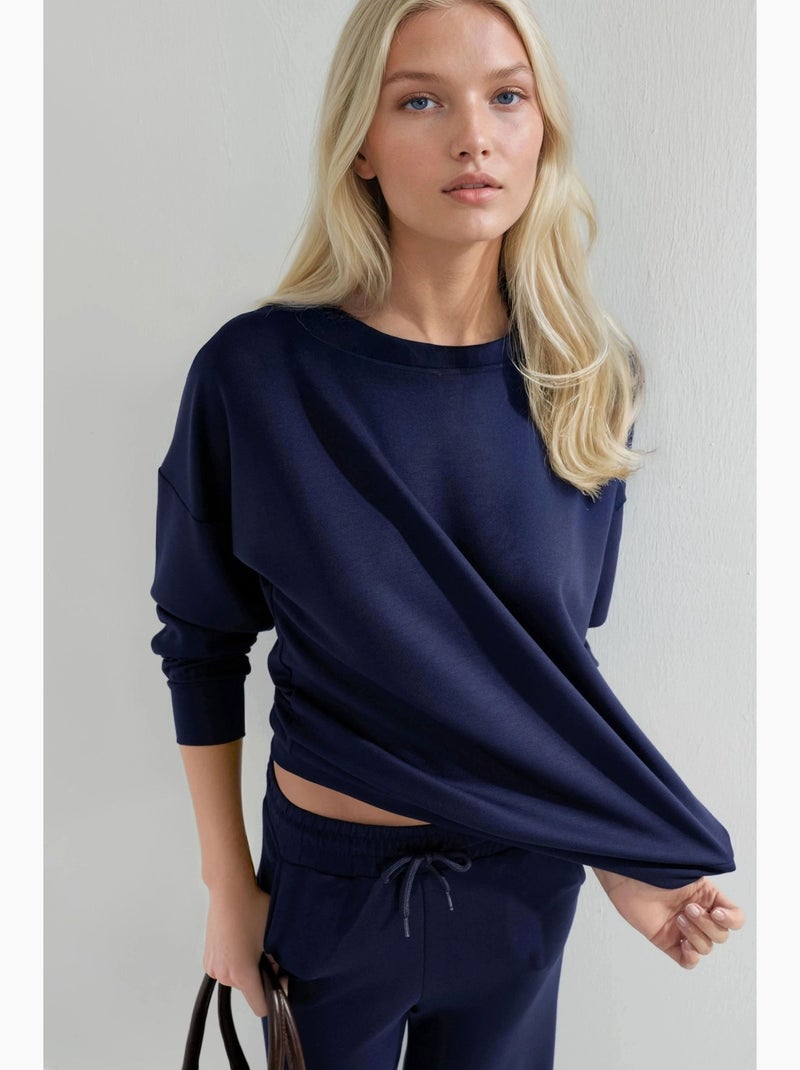 Ensemble deux pièces taille haute jambes larges hiccup Bleu marine - Kiabi