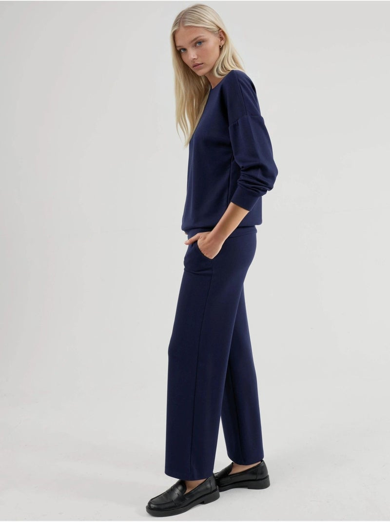 Ensemble deux pièces taille haute jambes larges hiccup Bleu marine - Kiabi