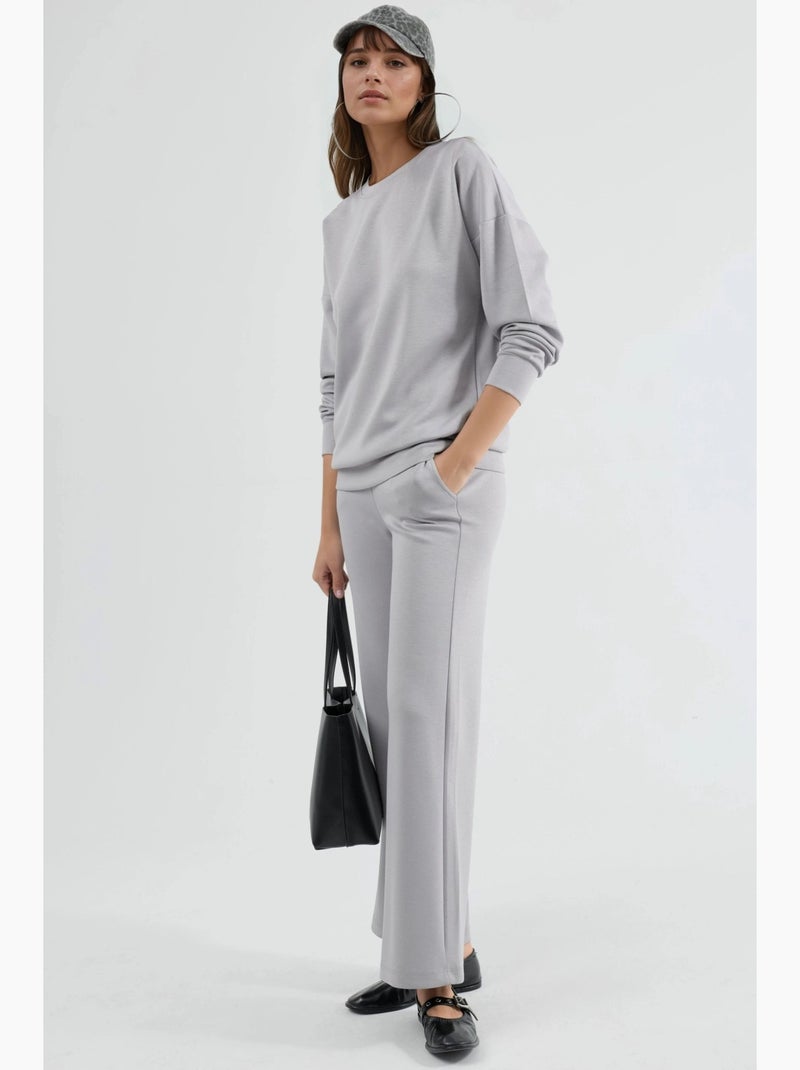 Ensemble deux pièces taille haute jambes larges hiccup Gris clair - Kiabi