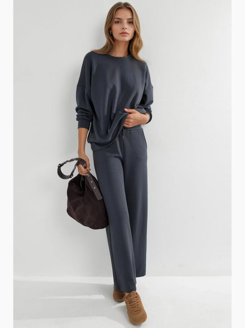 Ensemble deux pièces taille haute jambes larges hiccup - Kiabi Ensemble deux pièces taille haute jambes larges hiccup - Kiabi