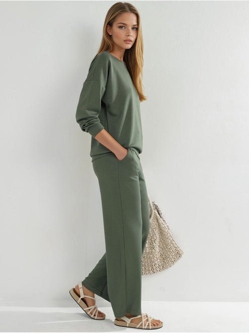Ensemble deux pièces taille haute jambes larges hiccup - Kiabi Ensemble deux pièces taille haute jambes larges hiccup - Kiabi