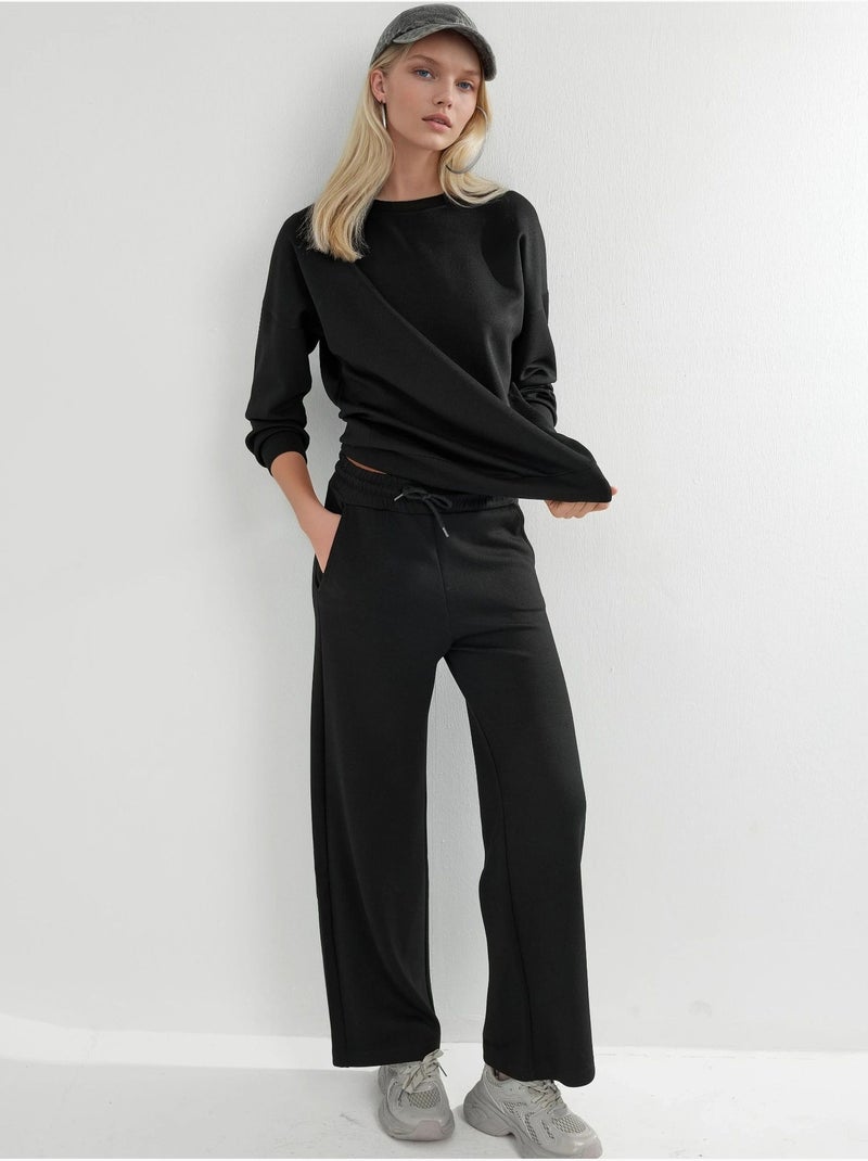 Ensemble deux pièces taille haute jambes larges hiccup Noir - Kiabi