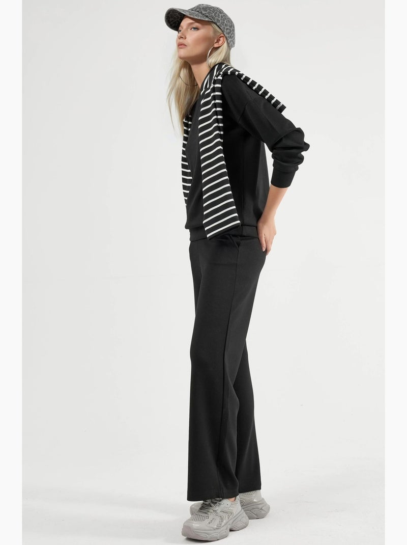 Ensemble deux pièces taille haute jambes larges hiccup Noir - Kiabi