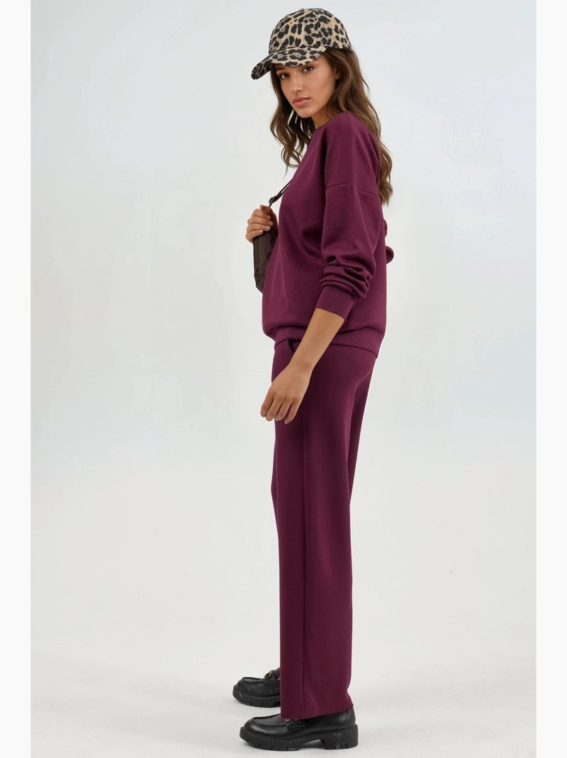 Ensemble deux pièces taille haute jambes larges hiccup Rouge bordeaux - Kiabi