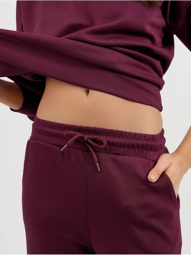 Ensemble deux pièces taille haute jambes larges hiccup Rouge bordeaux - Kiabi