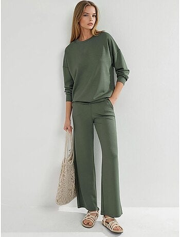 Ensemble deux pièces taille haute jambes larges