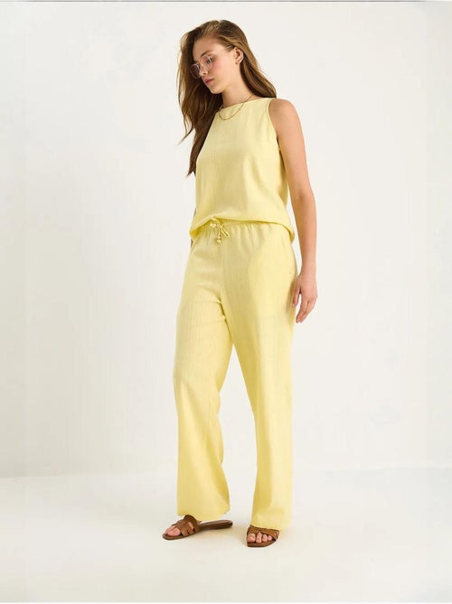 Ensemble deux pièces taille haute sans manches en lin mélangé lucci - Kiabi Ensemble deux pièces taille haute sans manches en lin mélangé lucci - Kiabi