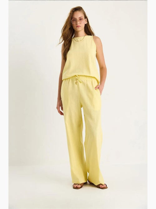 Ensemble deux pièces taille haute sans manches en lin mélangé lucci - Kiabi Ensemble deux pièces taille haute sans manches en lin mélangé lucci - Kiabi