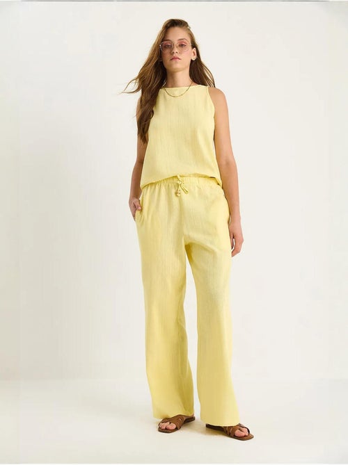 Ensemble deux pièces taille haute sans manches en lin mélangé lucci - Kiabi Ensemble deux pièces taille haute sans manches en lin mélangé lucci - Kiabi