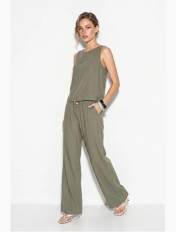 Ensemble deux pièces taille haute sans manches en lin mélangé lucci
