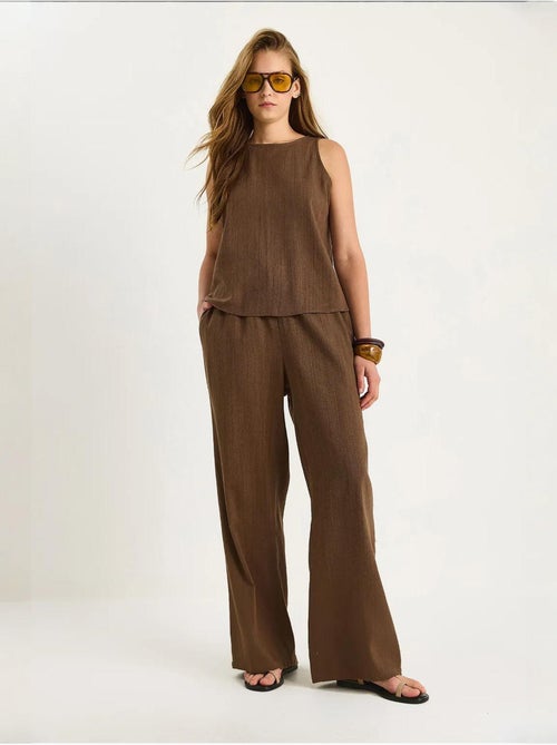 Ensemble deux pièces taille haute sans manches en lin mélangé lucci - Kiabi Ensemble deux pièces taille haute sans manches en lin mélangé lucci - Kiabi