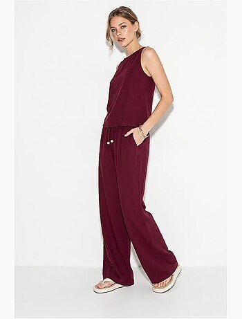 Ensemble deux pièces taille haute sans manches en lin mélangé lucci