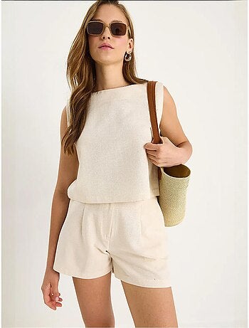 Ensemble deux pièces taille haute sans manches et col ras du cou lucci