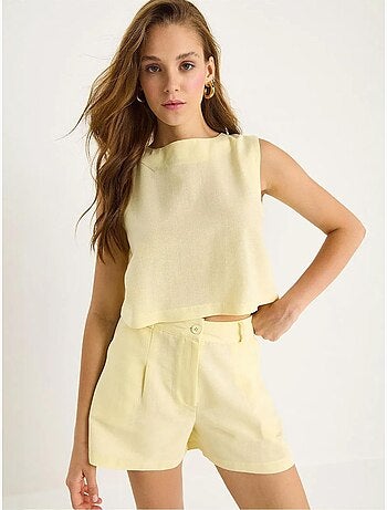Ensemble deux pièces taille haute sans manches et col ras du cou lucci