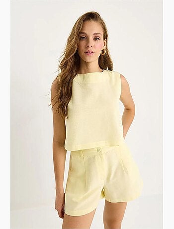 Ensemble deux pièces taille haute sans manches et col ras du cou lucci