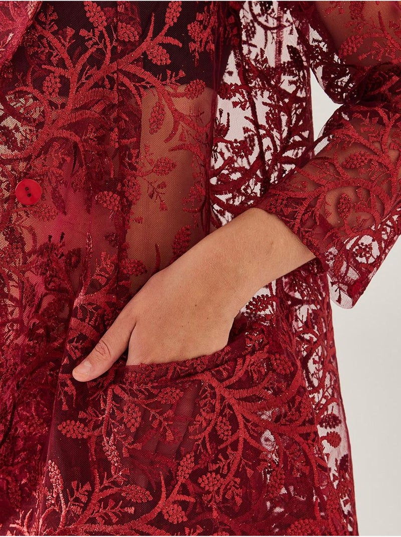 Ensemble deux pièces texturé semi-transparent à paillettes lucci mbms Rouge bordeaux - Kiabi