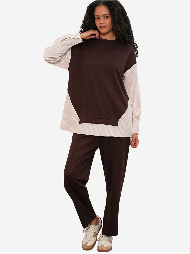 Ensemble deux pièces tissé à rayures bdart Marron foncé - Kiabi