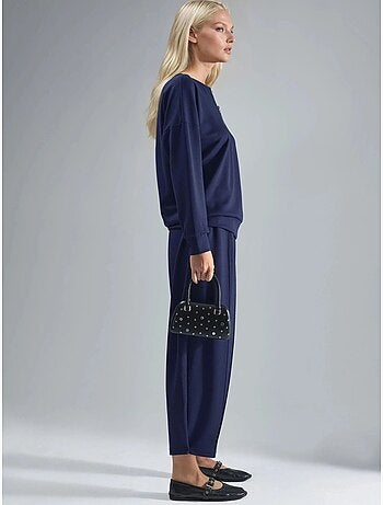 Ensemble deux pièces tricoté à col zippé et jambes larges hiccup