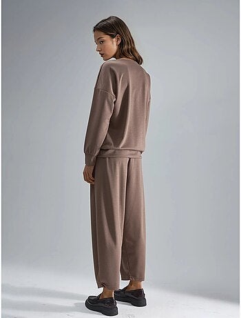 Ensemble deux pièces tricoté à col zippé et jambes larges hiccup