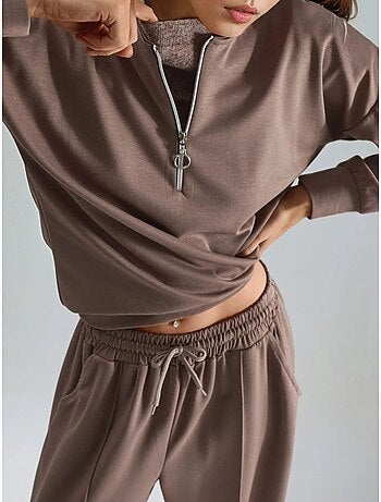 Ensemble deux pièces tricoté à col zippé et jambes larges hiccup