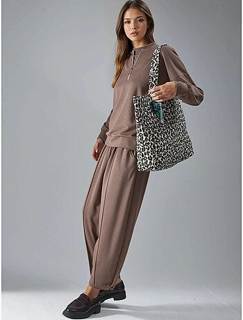 Ensemble deux pièces tricoté à col zippé et jambes larges hiccup