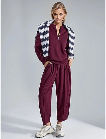 Ensemble deux pièces tricoté à col zippé et jambes larges hiccup