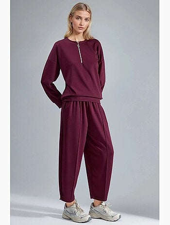 Ensemble deux pièces tricoté à col zippé et jambes larges hiccup