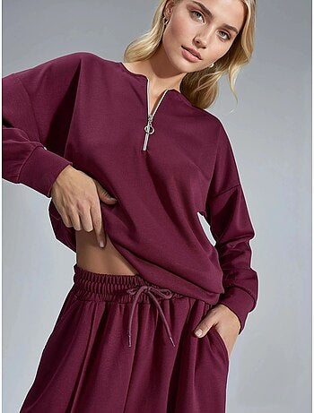 Ensemble deux pièces tricoté à col zippé et jambes larges hiccup
