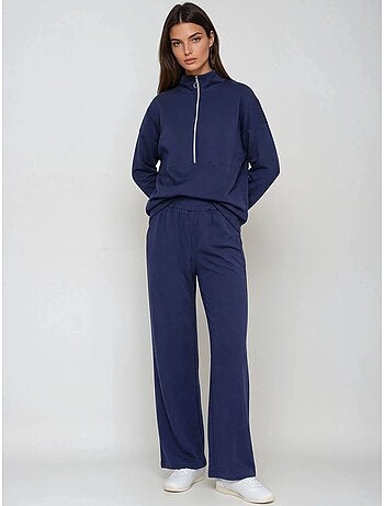 Ensemble deux pièces tricoté à jambes larges et col zippé hiccup