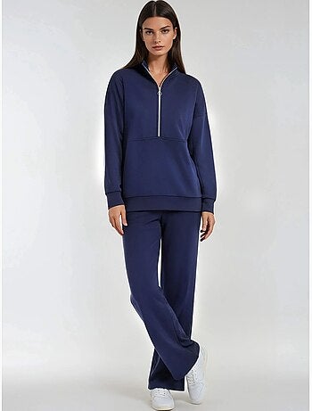 Ensemble deux pièces tricoté à jambes larges et col zippé hiccup