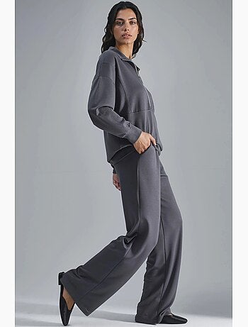Ensemble deux pièces tricoté à jambes larges et col zippé hiccup