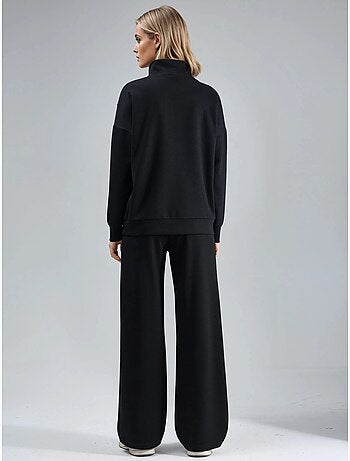 Ensemble deux pièces tricoté à jambes larges et col zippé hiccup