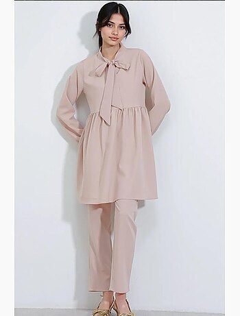 Ensemble deux pièces tunique et pantalon en tricot menthe bdart