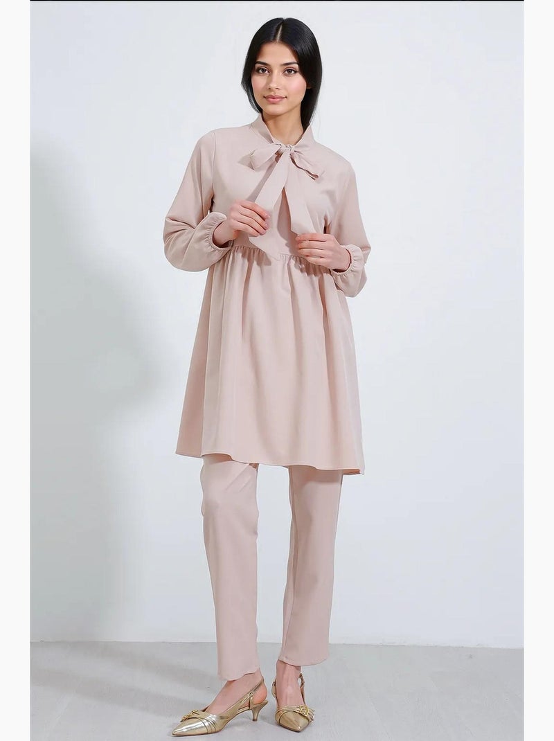 Ensemble deux pièces tunique et pantalon en tricot menthe bdart Vieux rose - Kiabi