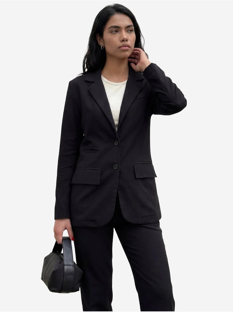 Ensemble deux pièces veste à col boutonné my fashion Noir - Kiabi