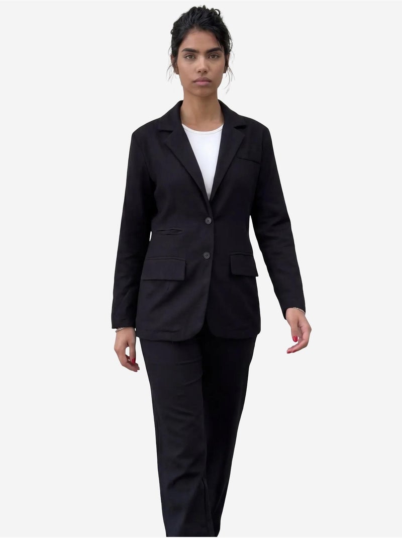 Ensemble deux pièces veste à col boutonné my fashion Noir - Kiabi