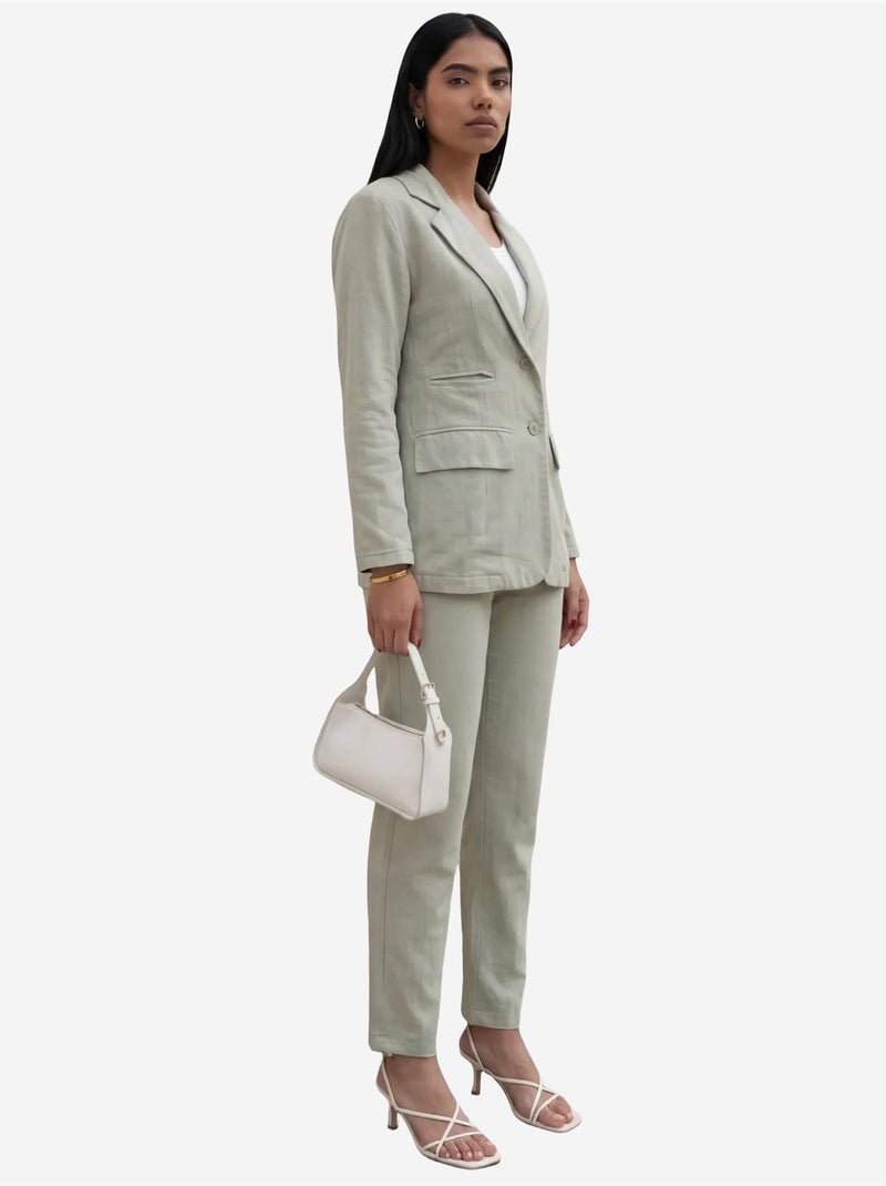 Ensemble deux pièces veste à col boutonné my fashion Vert pastel - Kiabi