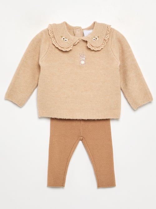 Ensemble 'Disney' 2 pièces en maille tricotée - Pull + legging - Kiabi