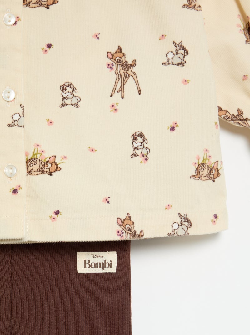 Ensemble 'Disney' 'Bambi' 2 pièces - Chemise + legging Beige - Kiabi