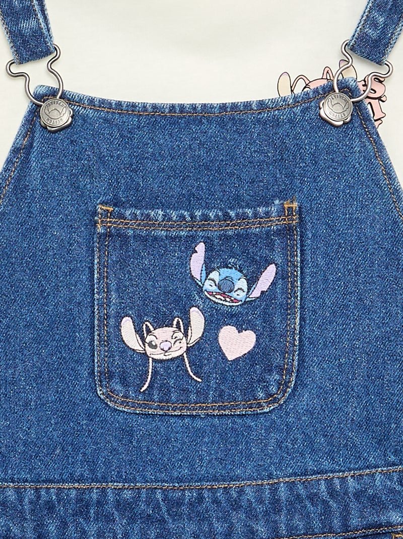 Ensemble 'Disney' Stitch' 2 pièces - robe salopette + T-shirt à manches longues Bleu - Kiabi