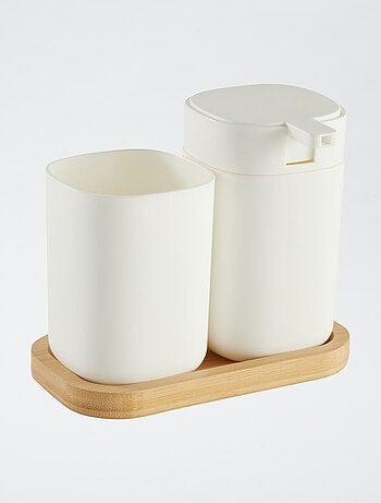 Ensemble distributeur de savon + gobelet à brosse à dent
