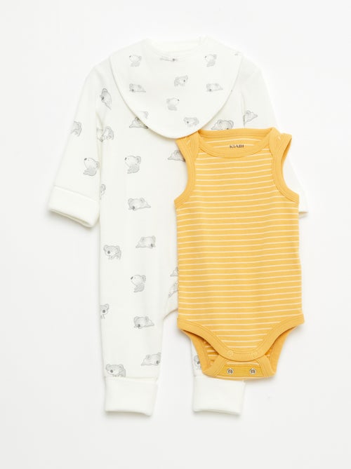 Ensemble dors-bien + bavoir + body - 3 pièces - Kiabi