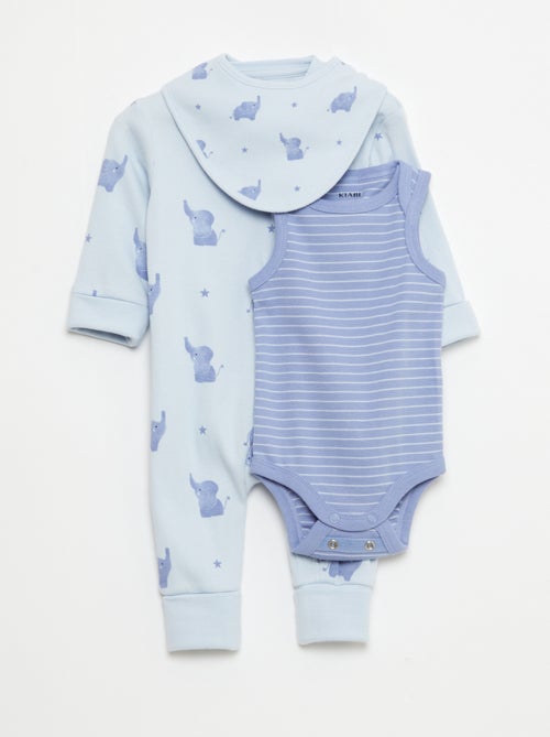 Ensemble dors-bien + bavoir + body - 3 pièces - Kiabi